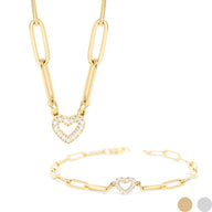 Heart Necklace and braclet set