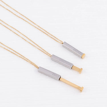 Wholesale jewelry 18K Gold PVD Stainless Steel Hidden Message Sliding Blank Bar Necklace- stainless studio 