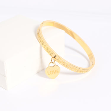 Love Languages Heart Charm Bangle