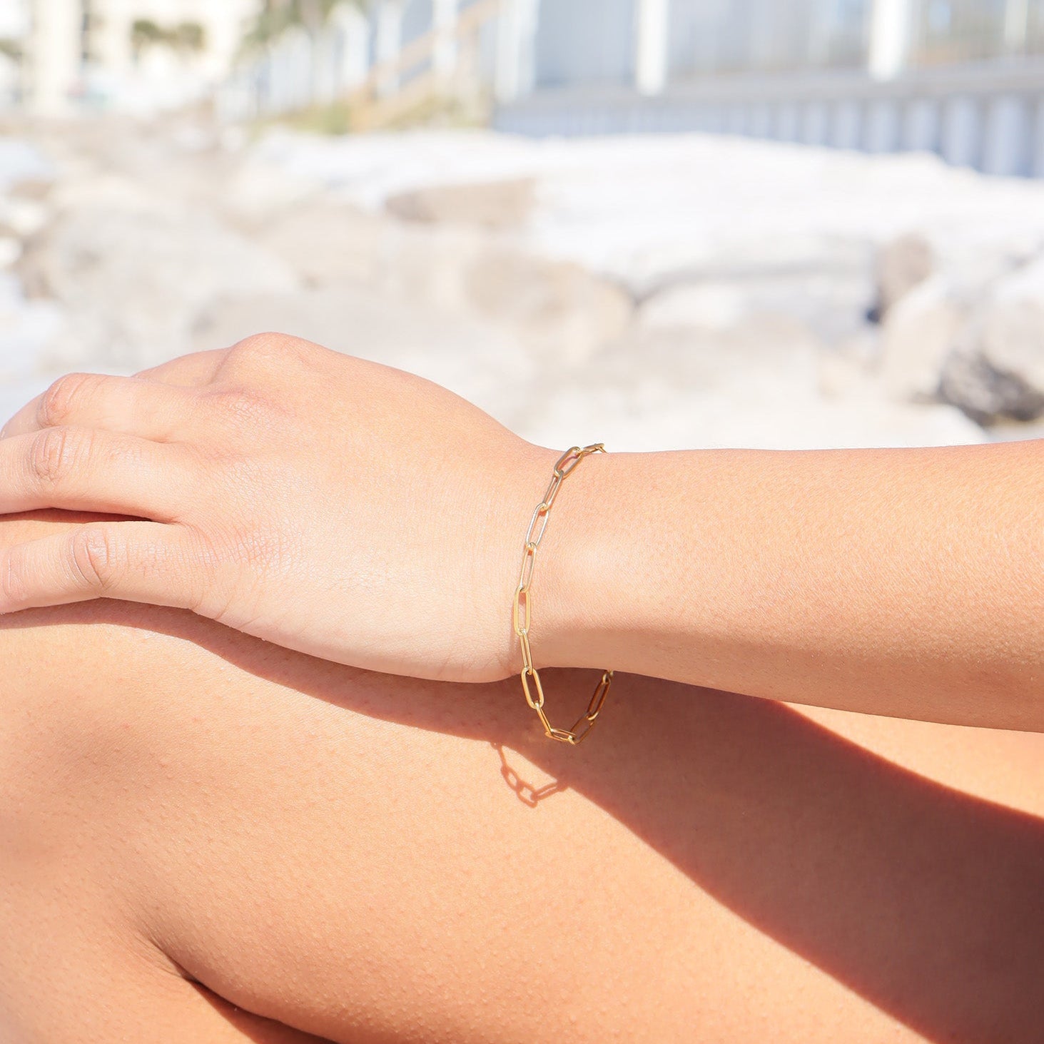 18k Gold PVD Rostfritt stål Papperklippskedjor armband / Brj9083
