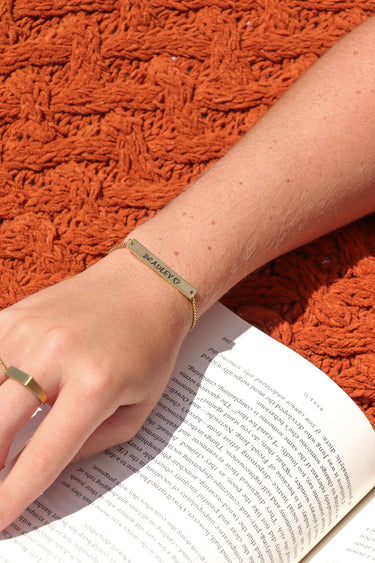 Bracelet à barres à vier plats en acier inoxydable à l'or 18K