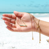 Cutout Wave Bar Stainless Steel Necklace Lifestyle with custom Engraving