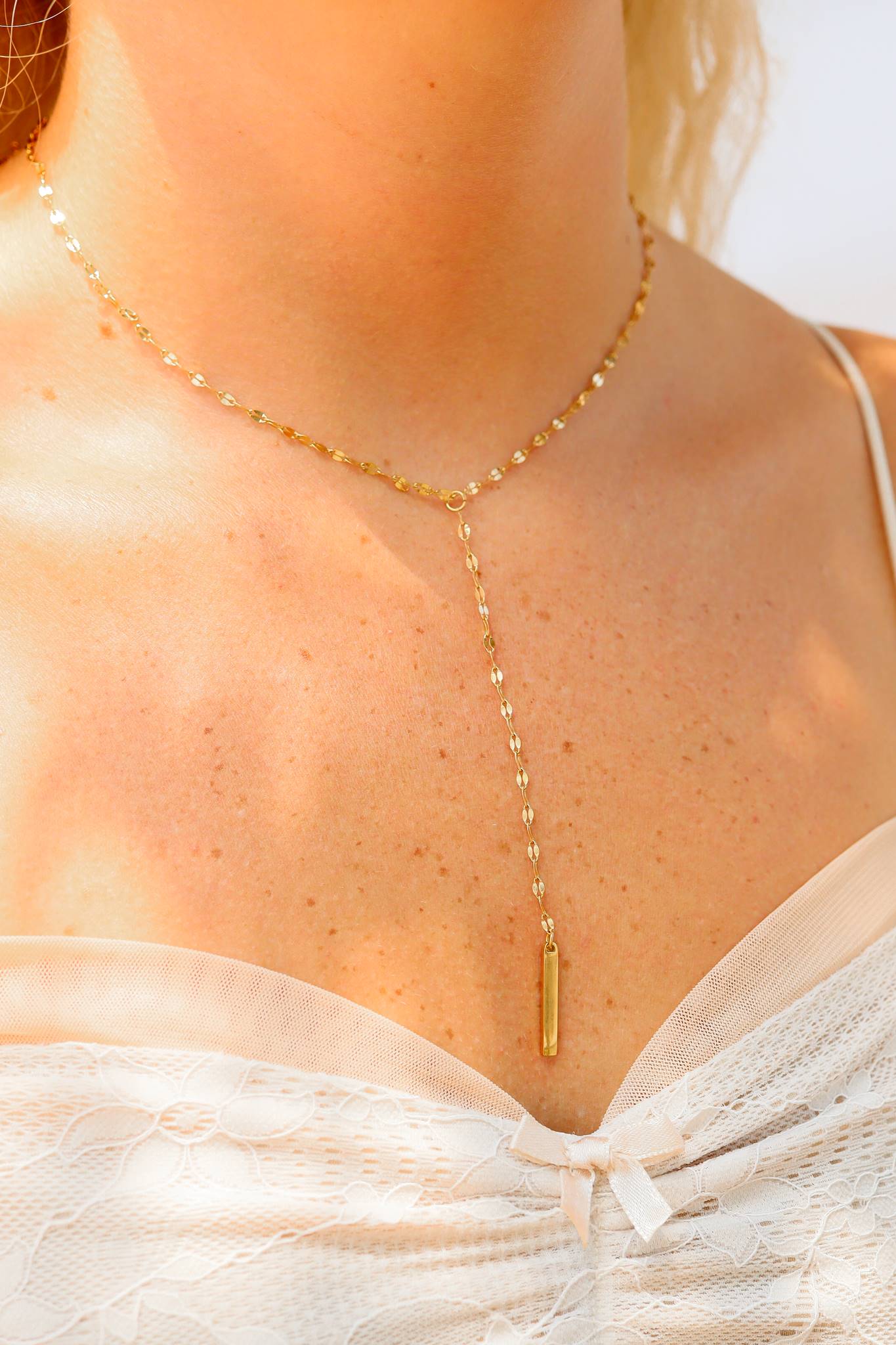 Y-Shaped Blank Bar Pendant Lariat Necklace