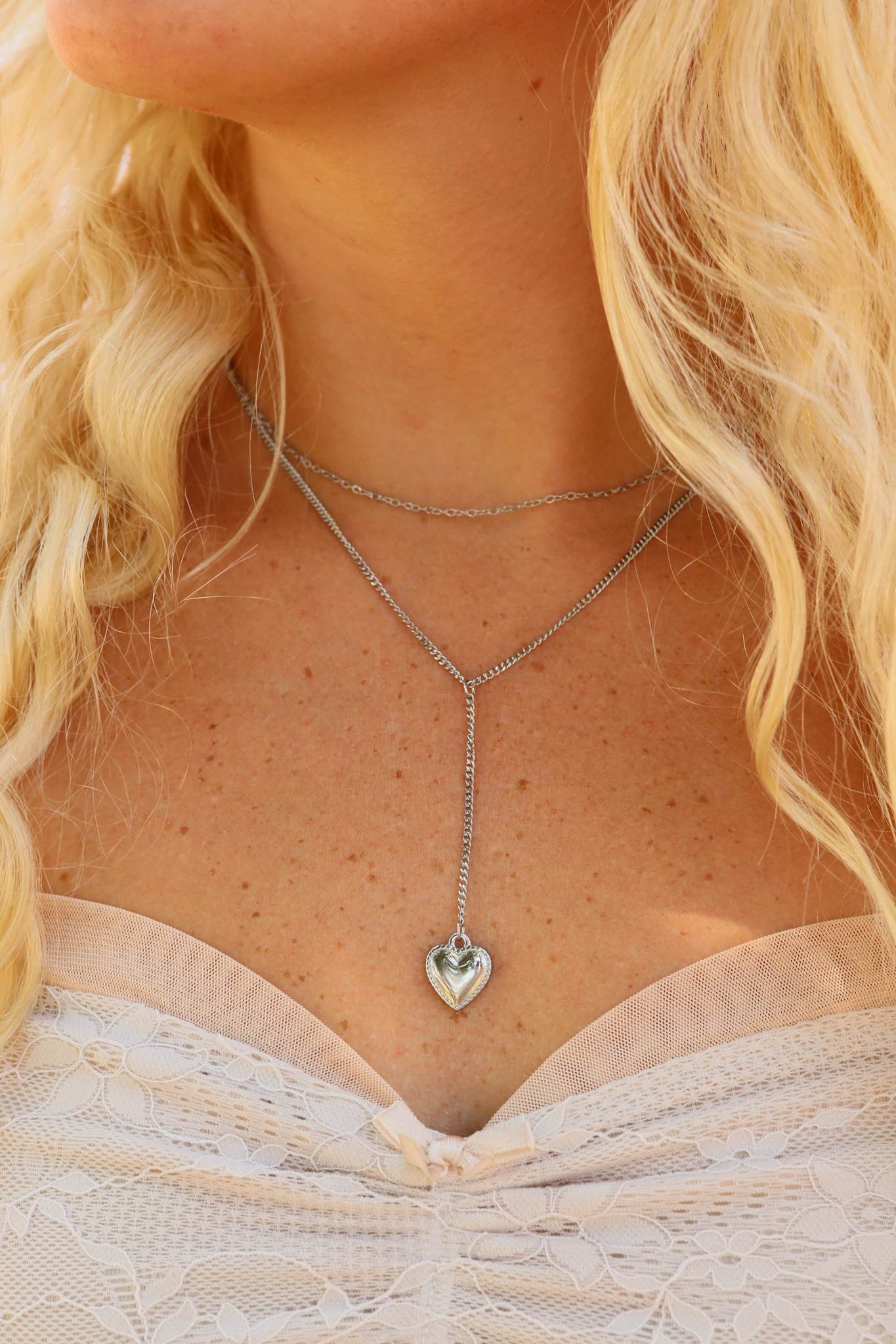 layered heart pendant necklace