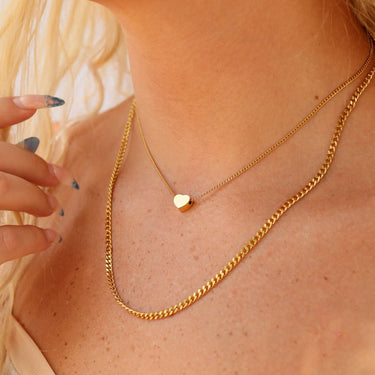 18k Gold PVD Rostfritt stål tomt hjärta Pendant Layered Necklace / CHN0011