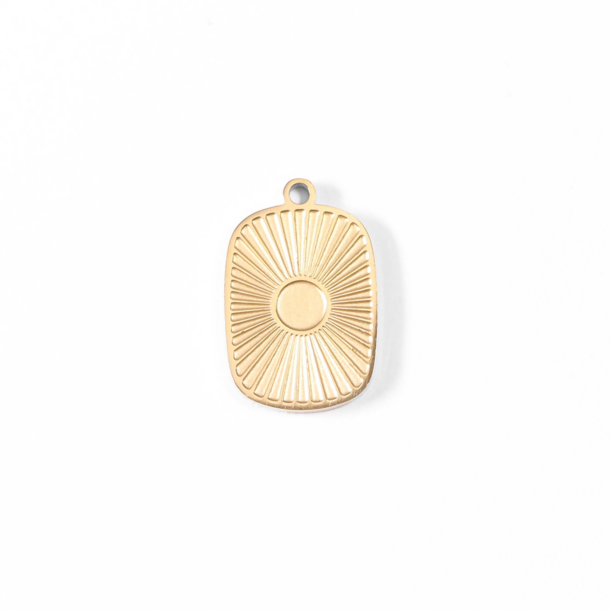 18K Gold PVD Stainless Steel Sunburst Medallion Charm / PDL0044