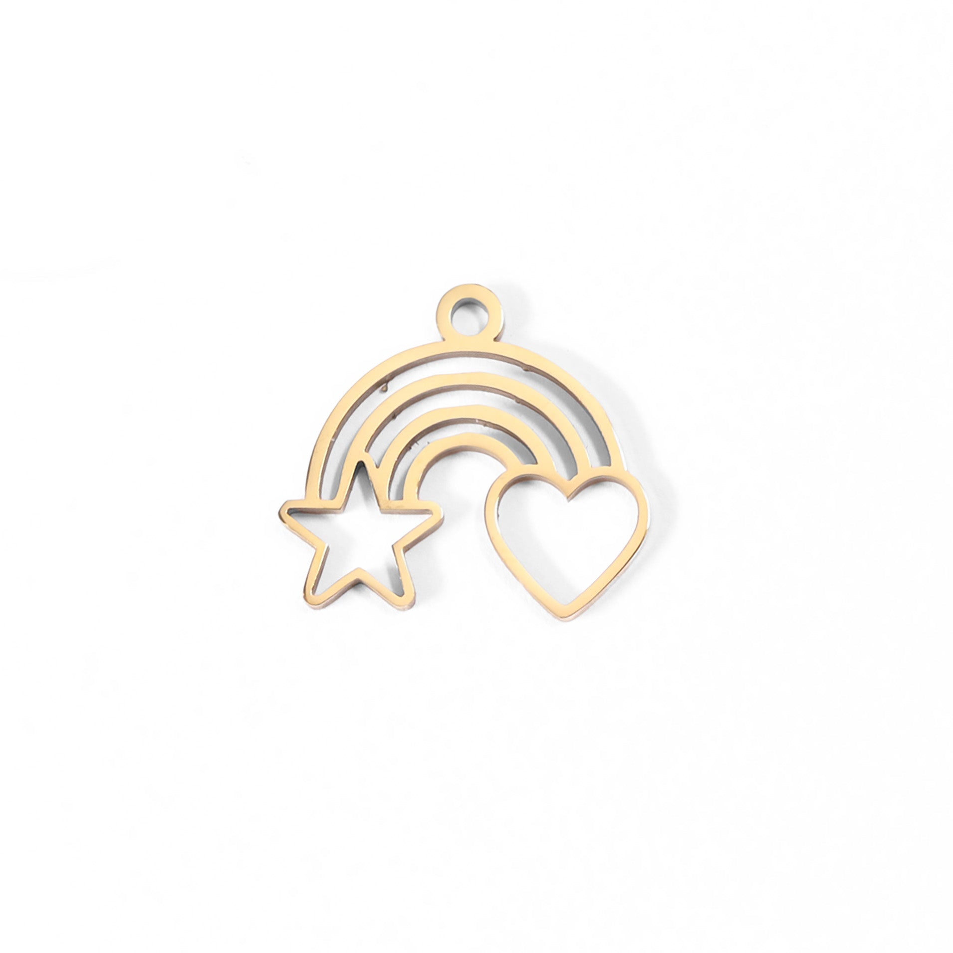 18K guld PVD rostfritt stål Rainbow Heart and Star Charm / PDL0034