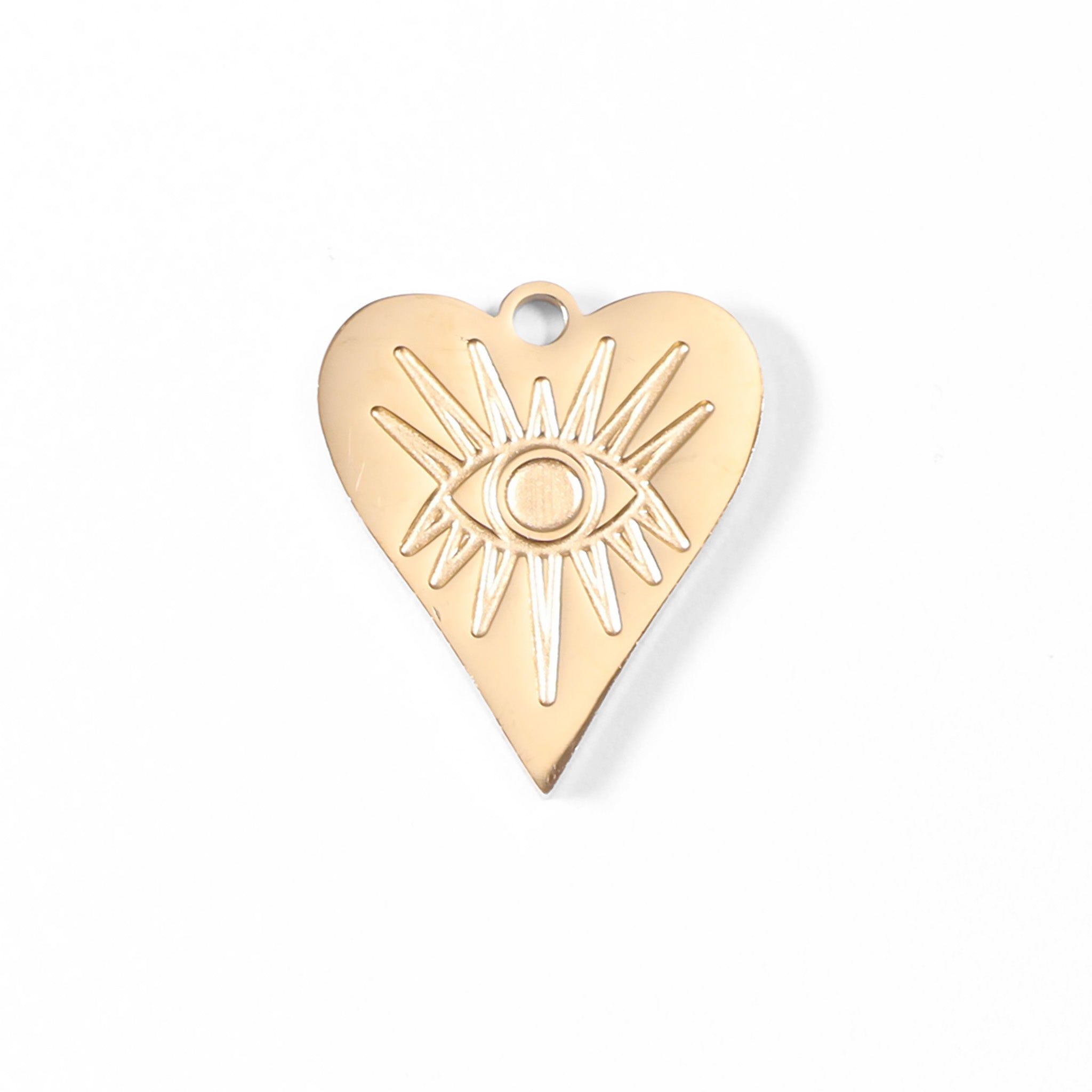 18K Gold PVD Stainless Steel Evil Eye Heart Charm / PDL0006