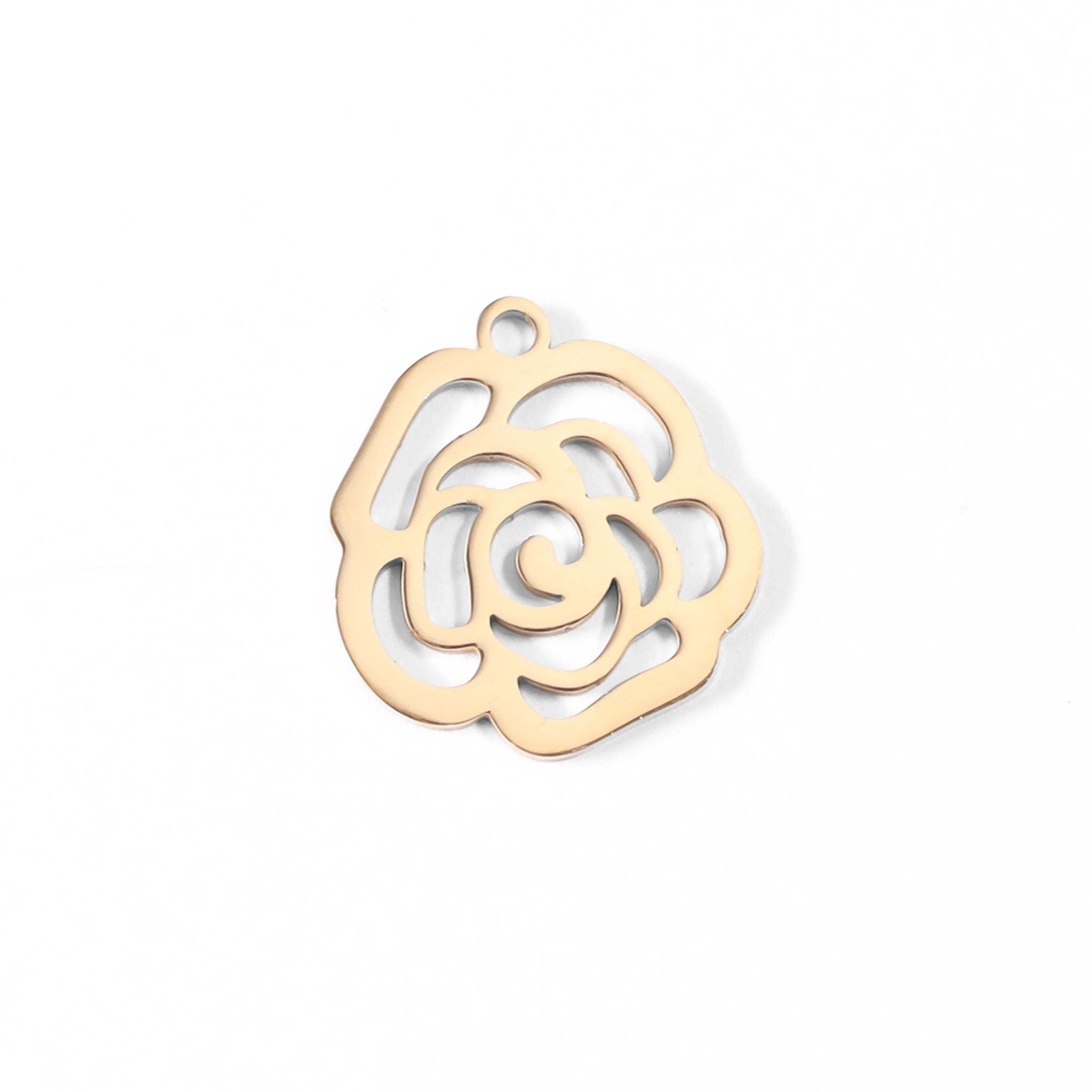 18K Gold PVD Stainless Steel Rose Charm / PDL0026