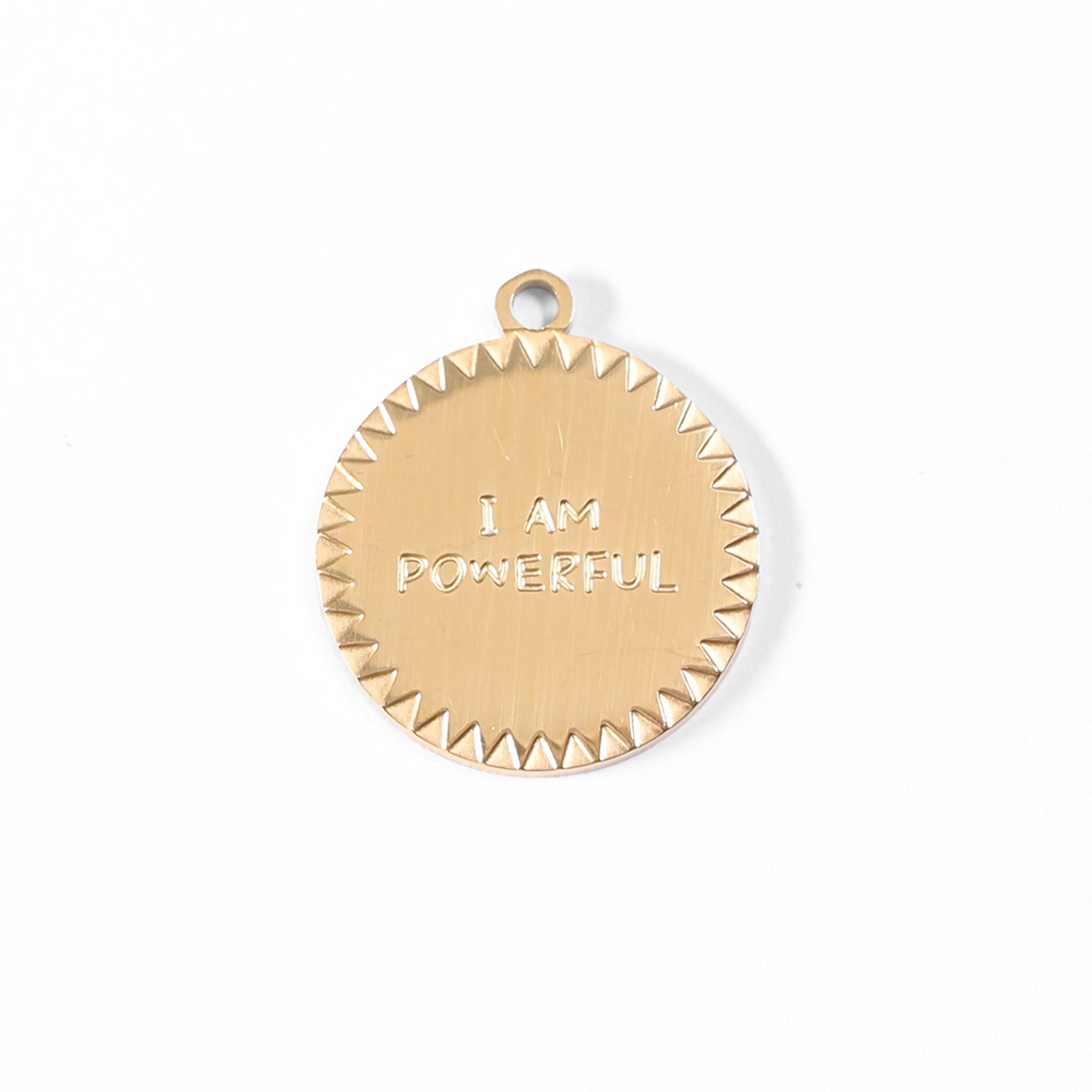 18K Gold PVD Stainless Steel "I Am Powerful" Charm / PDL0015