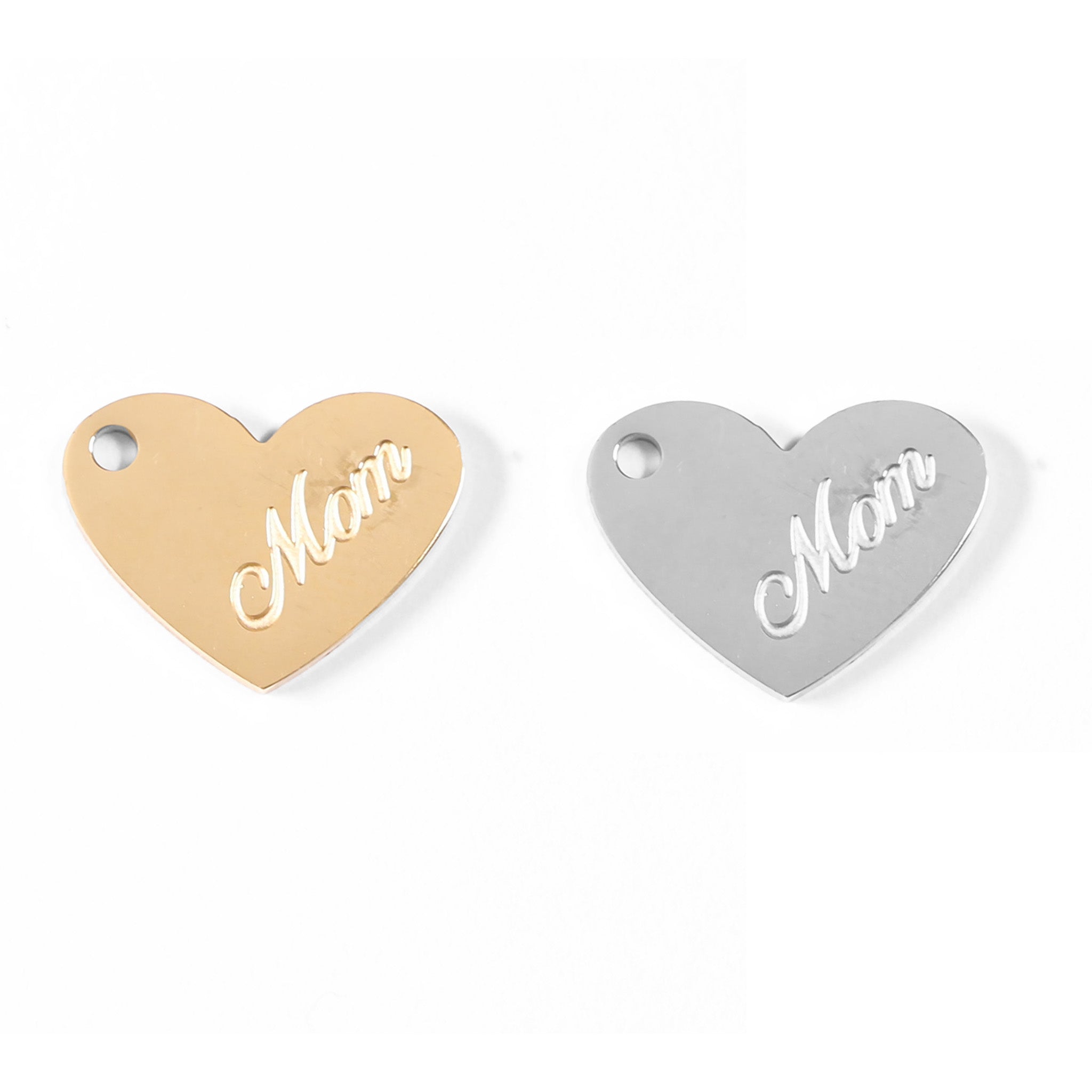 18K Gold PVD Stainless Steel Mom Heart Charm / PDL0037