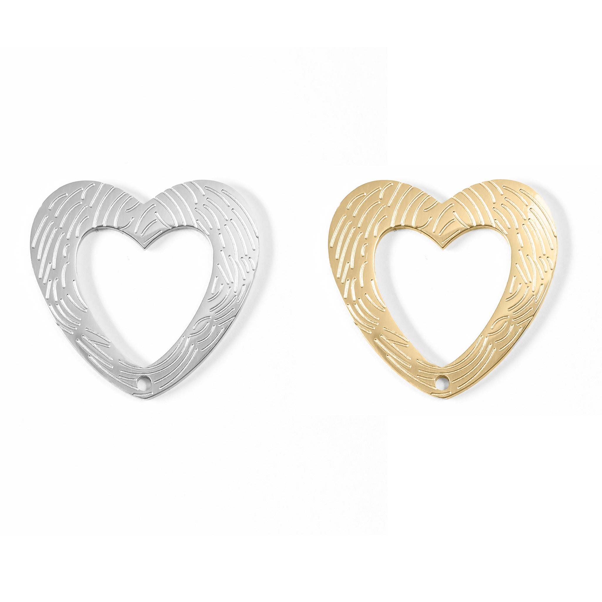 18K Gold PVD Stainless Steel Hollow Heart Charm 