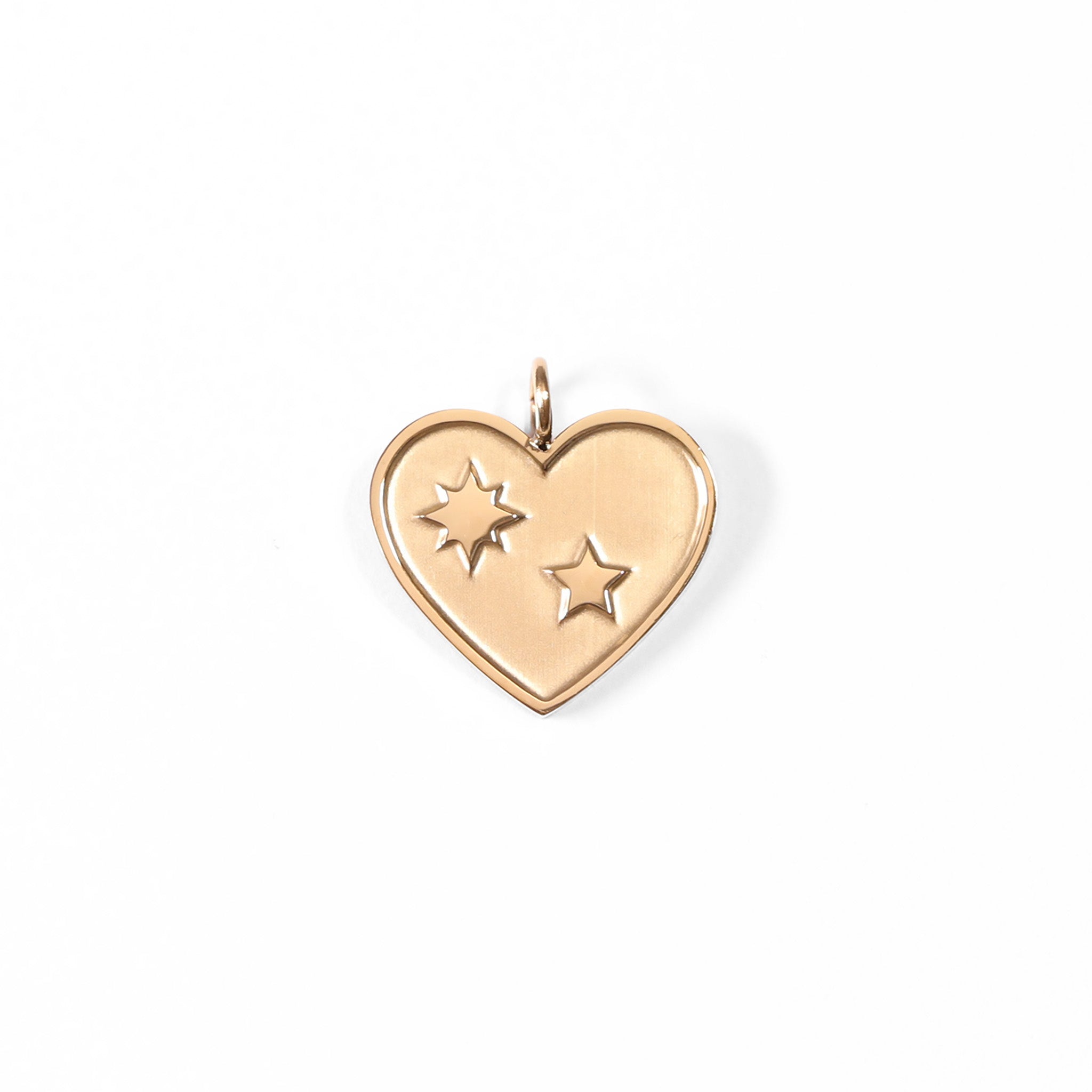 18K Gold PVD Coated Stainless Steel Heart with Stars Charm / PDL0009