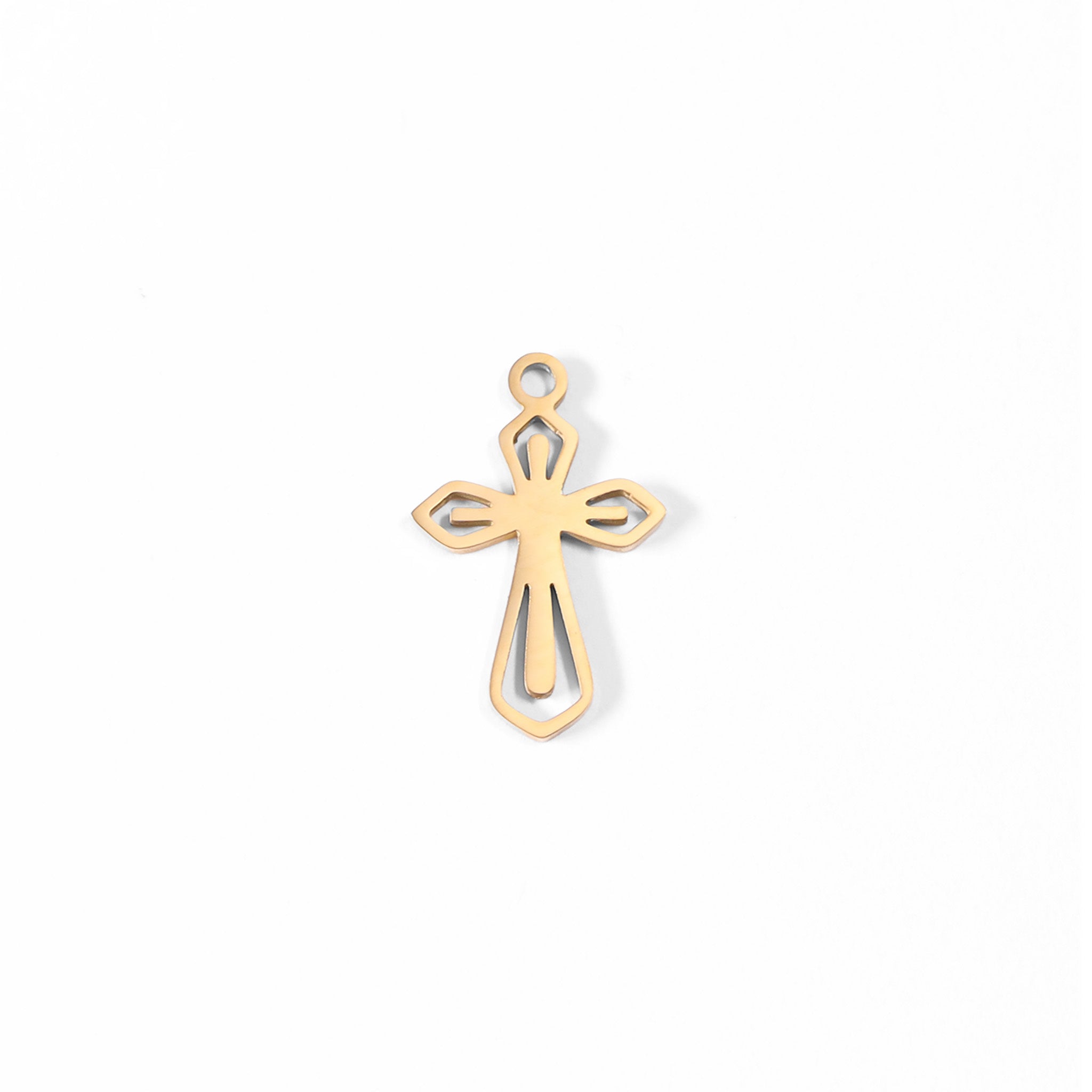 18K Gold PVD Stainless Steel Pointed Cross Charm / PDL0047