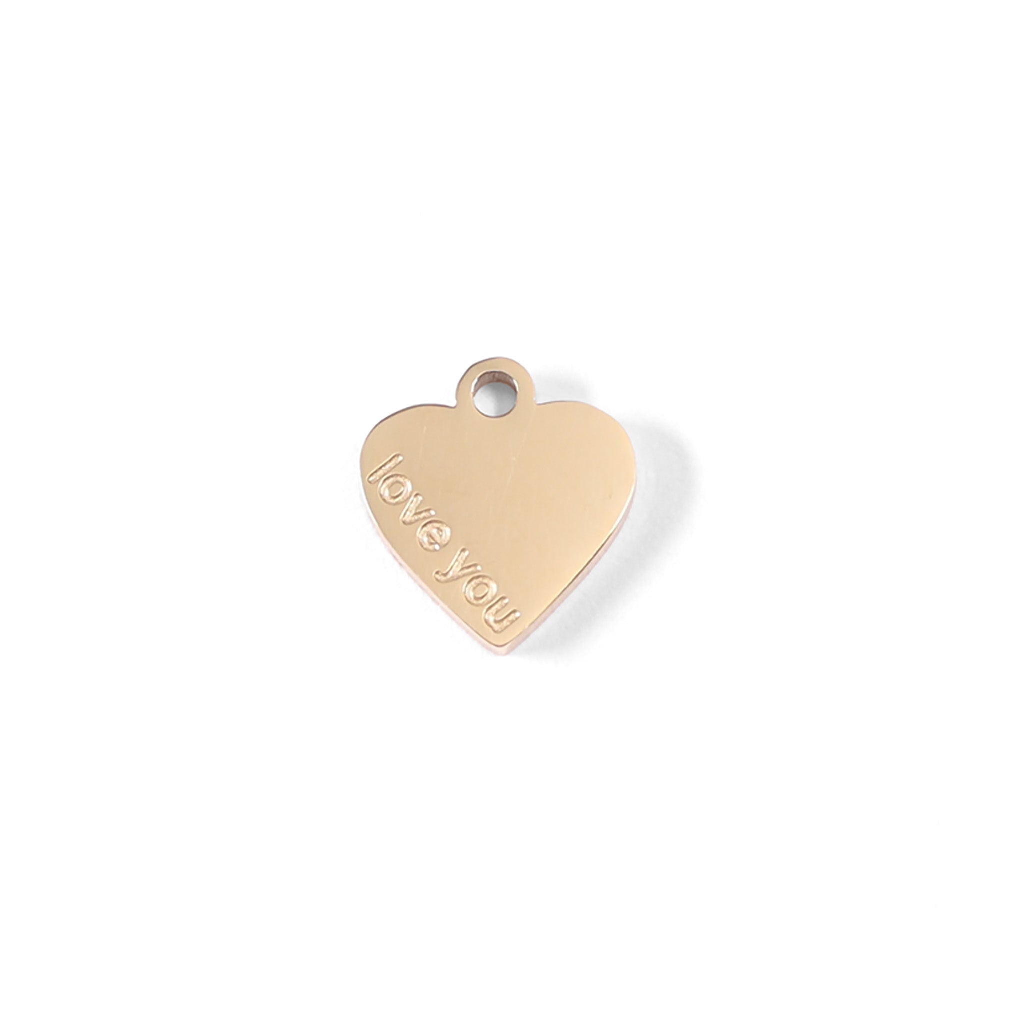 18K Gold PVD Stainless Steel "Love You" Heart Charm / PDL0060