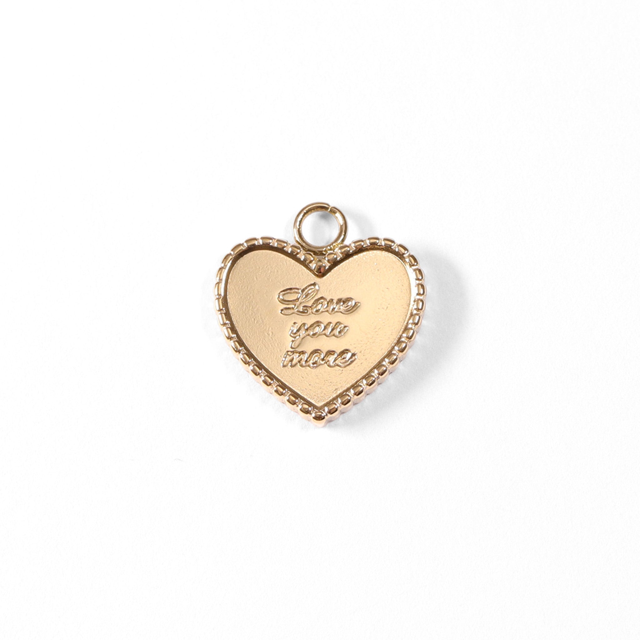 18K Gold PVD Stainless Steel "Love You More" Heart Charm / PDL0055