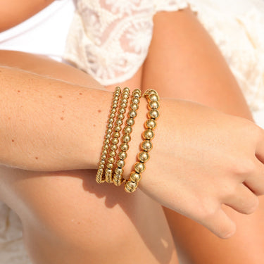 18K Gold PVD Stainless Steel Beaded Stretch Bracelet / SBB0342