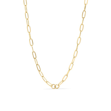 18K Gold PVD Paperclip Connector Chain Necklace / CHN0080
