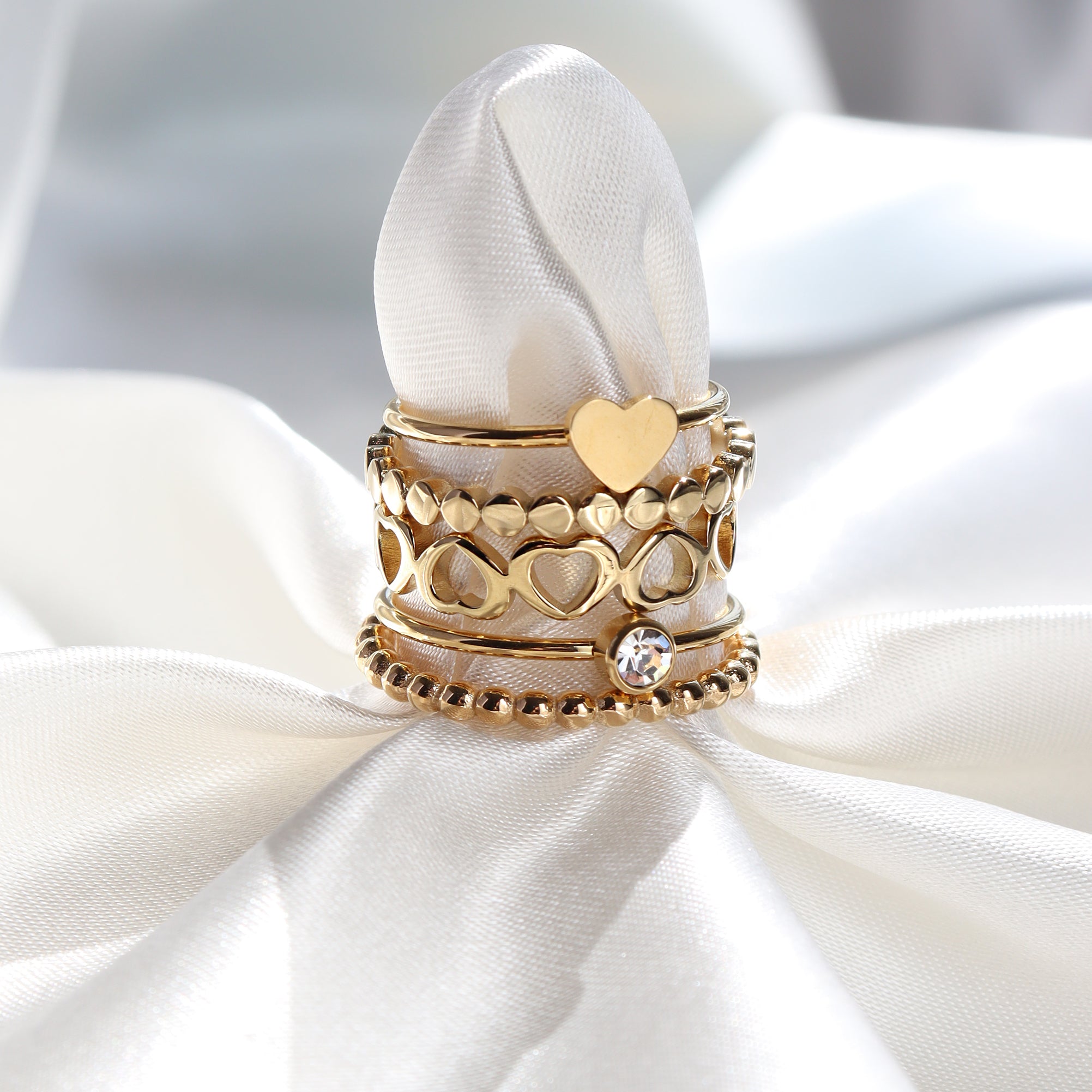 Steel Bead Rings 18K Gold PVD Stainless Steel Beaded Stacking Ring / CSR0004 – Wholesale ...