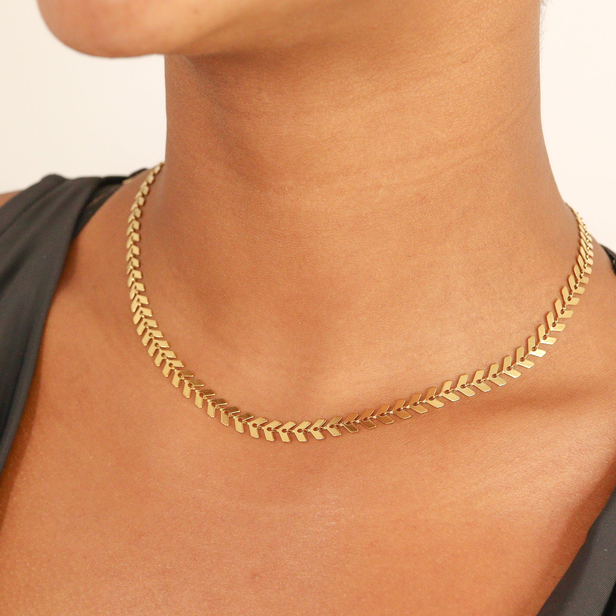 18K Gold PVD Stainless Steel Chevron Necklace / CHN9955