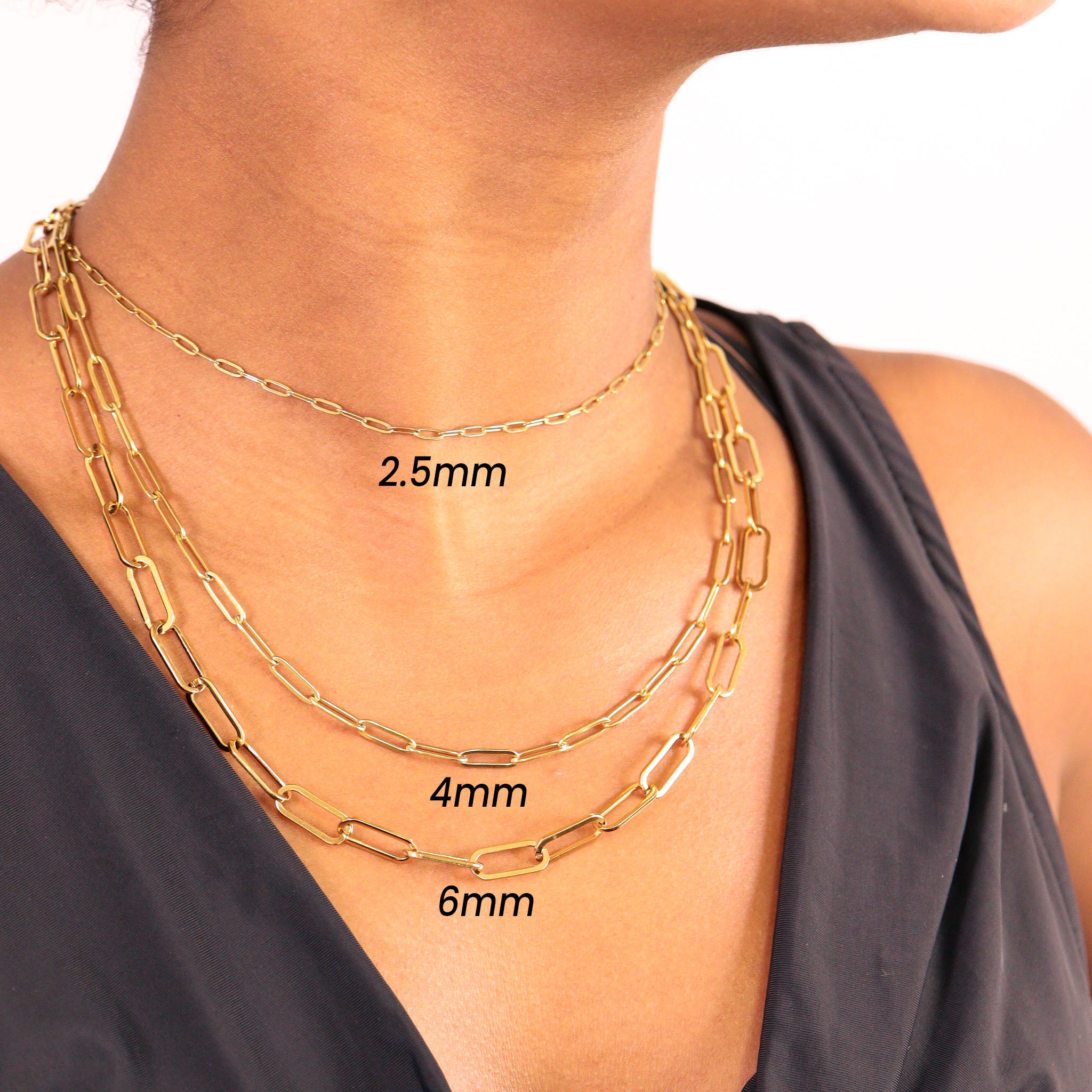 18K Gold PVD Coated Stainless Steel Paperclip Chain Necklace / CHN9760