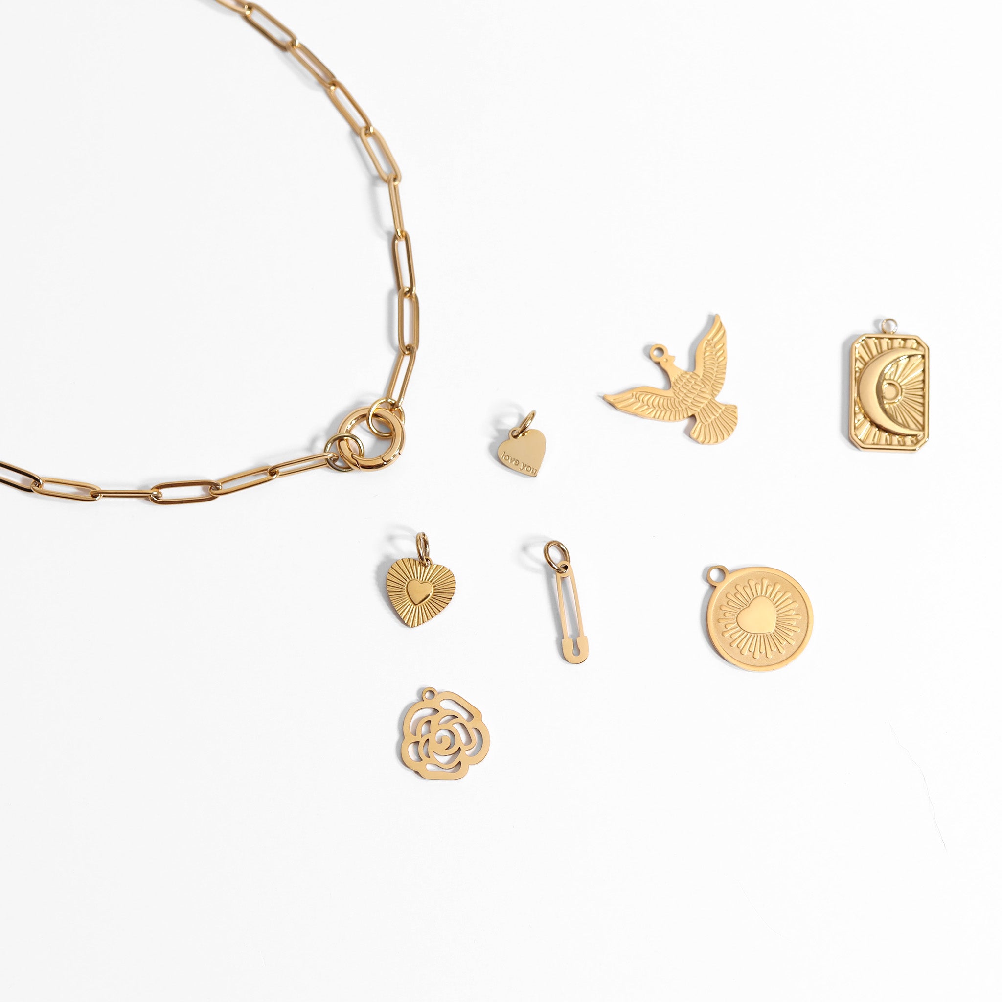 18K Gold Pvd de acero inoxidable encanto de luna de acero inoxidable/PDL0062