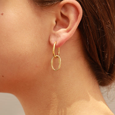 women's gold Interlocked oval hoop earrings