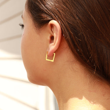 Boucles d'oreilles carrées en acier inoxydable 18 carats/ERJ0011