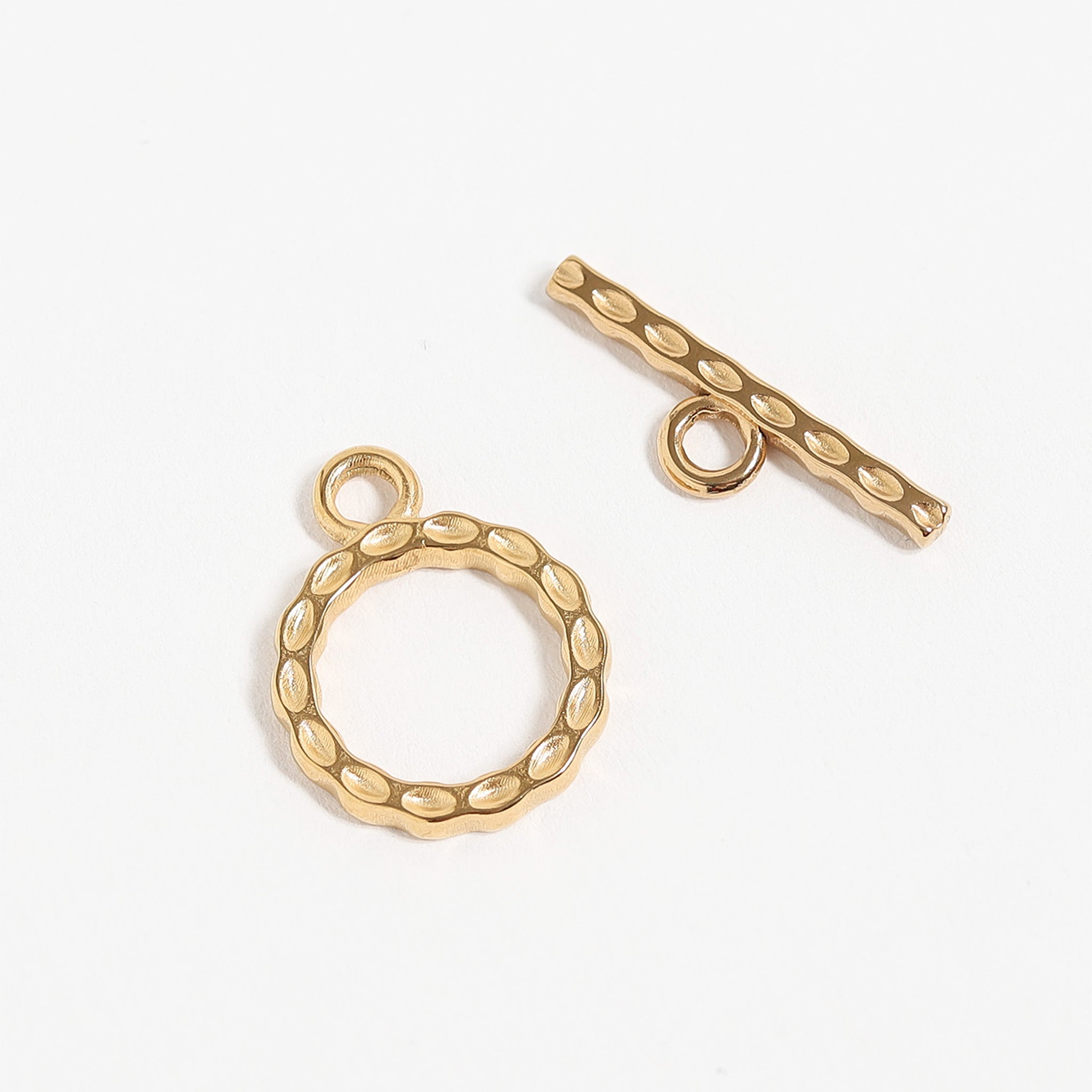 18k Gold PVD Rostfritt stål Texturerat cirkel Växla lås / ENC0048