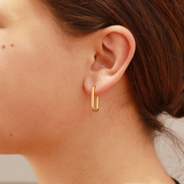 Rounded Rectangle Hoop Earrings