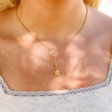 Gold Star lariat necklace lifestlye