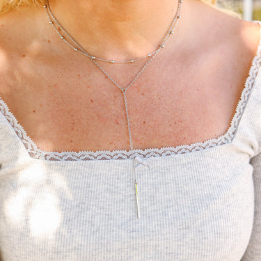 Stainless Steel Satellite chain lariat necklace lifestyle