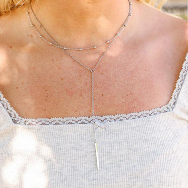 Stainless Steel Satellite chain lariat necklace lifestyle