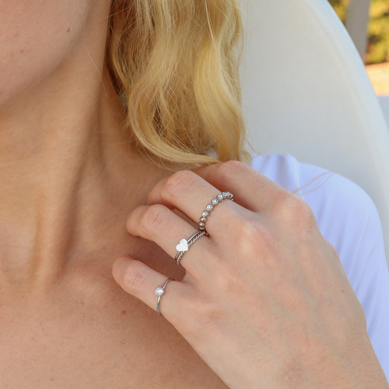 Stainless Steel Symbol Stacking Rings Lifestyle