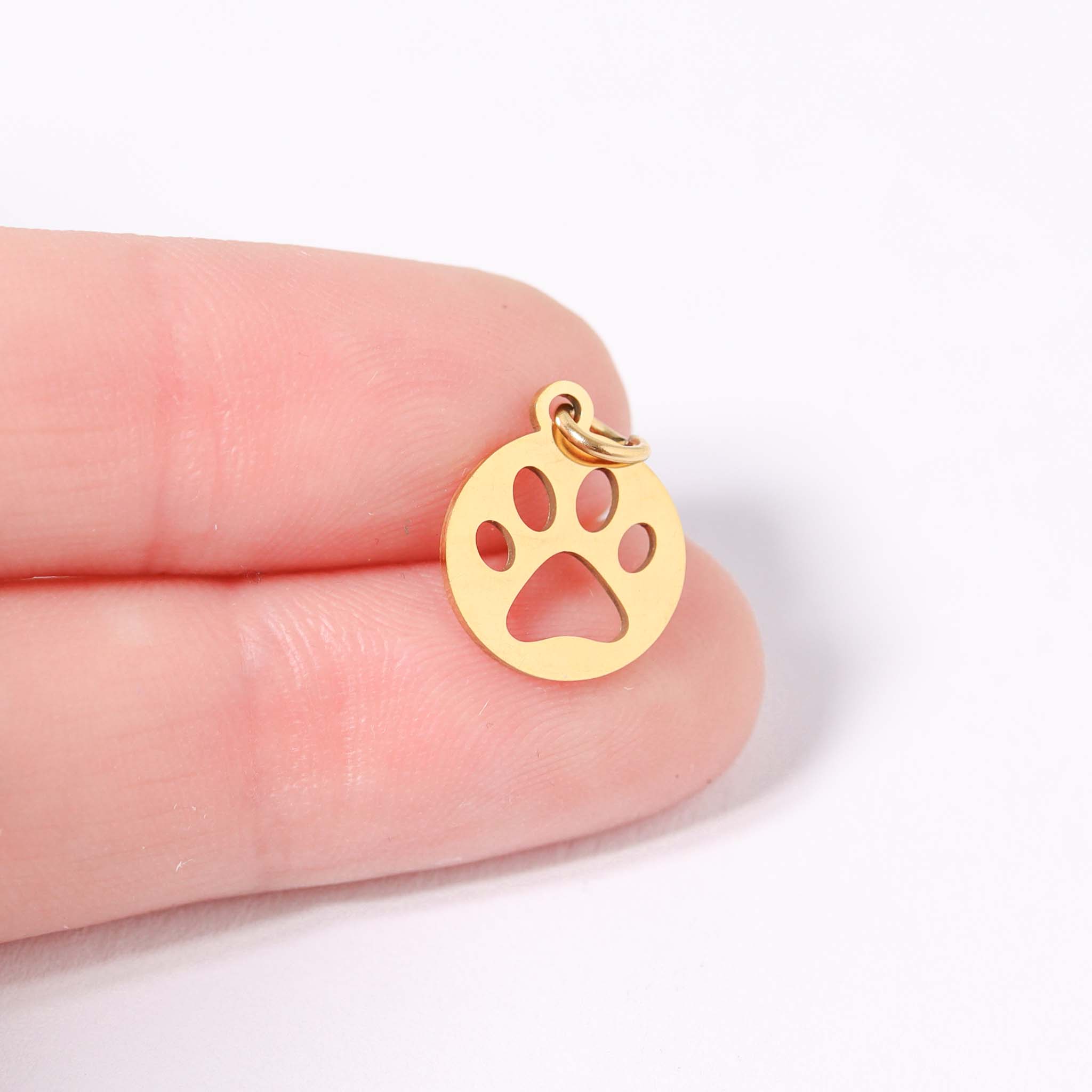 18K guld PVD rostfritt stål Paw Print Charm / PDL0138