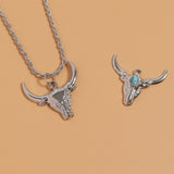 Longhorn bull pendant with turquoise stone in forehead lifestyle