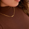 18K Gold PVD Stainless Steel Engravable Curb Chain Bar Necklace / CHN9957