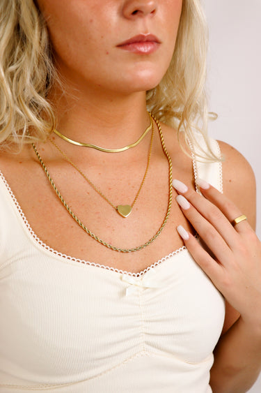 45 PC 18K Gold PVD Heart Layered Halskette Set/Bnd0034