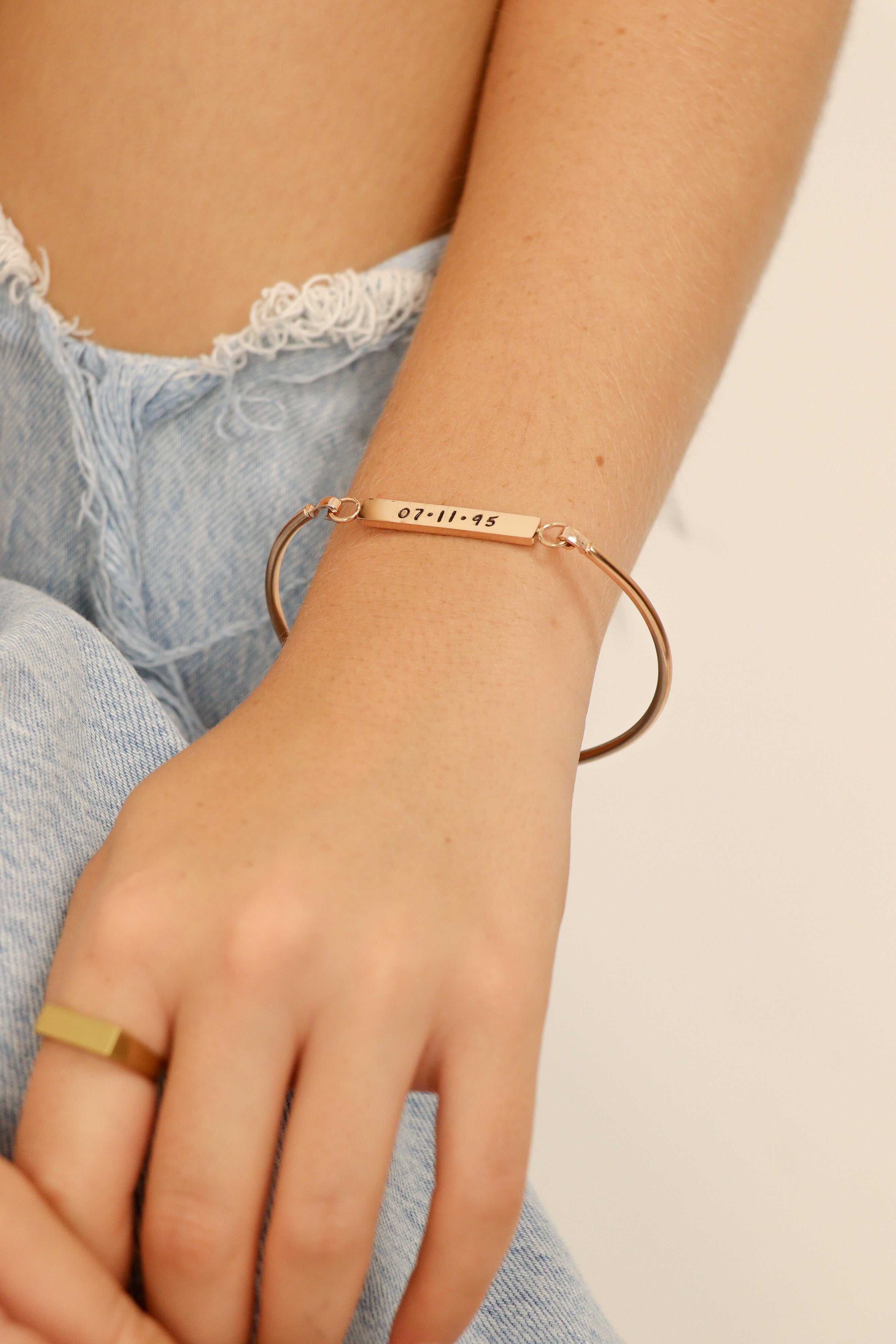 18k Gold PVD Rostfritt stål tomt platt bararmband / BRJ9043
