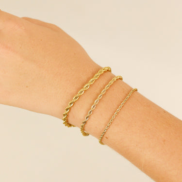 18K Gold PVD Stainless Steel Coated Rope Chain Bracelet/Anklet