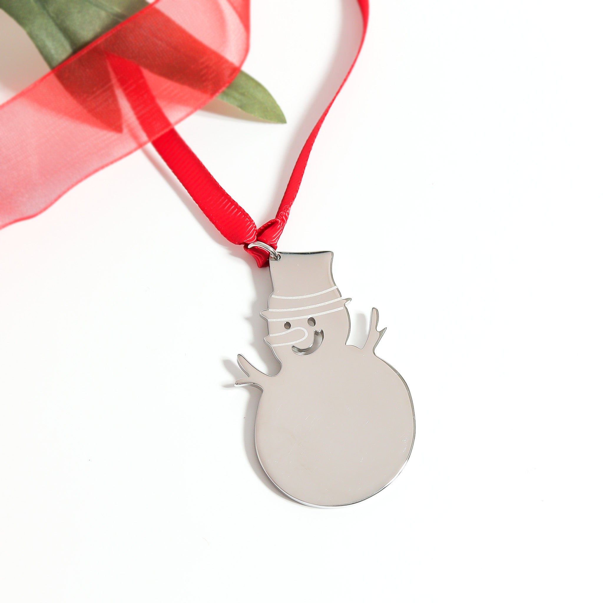 Polished Stainless Steel Engravable Blank Snowman Ornament / CTO1001