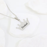 Chain necklace with customized engraved hanging crown pendant