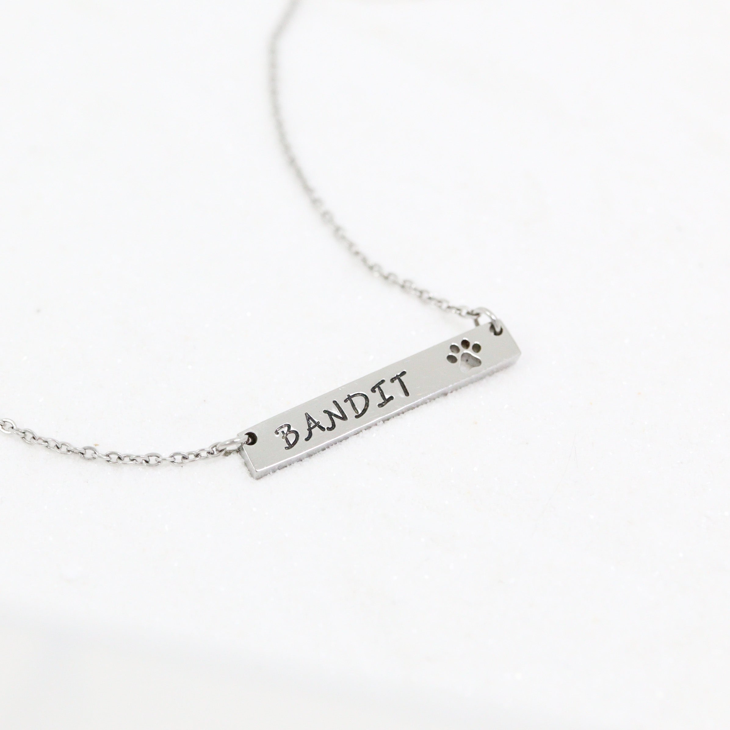 Stainless Steel Blank Cutout Paw Print Bar Necklace / SBB0247