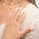 18K Gold PVD Stainless Steel Adjustable "Blessed" Ring