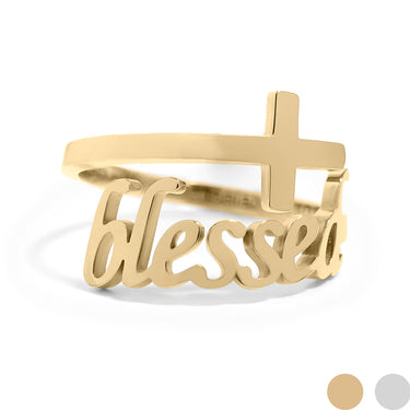 PVD Adjustable "Blessed" Ring