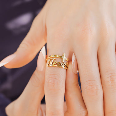 Blessed cross ring gold