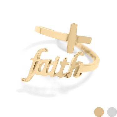 PVD Adjustable "Faith" Ring