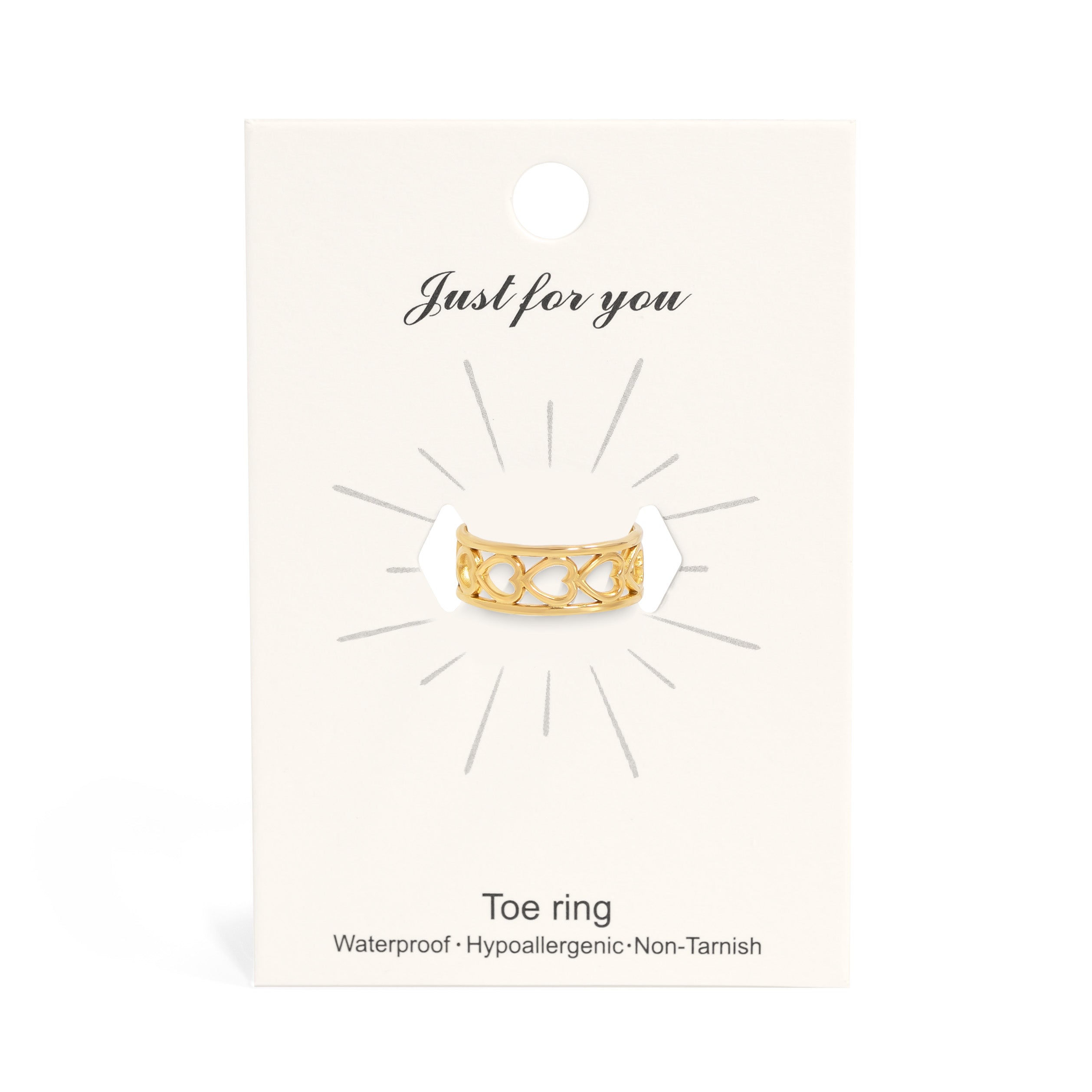 18K Gold PVD Stainless Steel Horizontal Heart Toe Ring / KSS0014