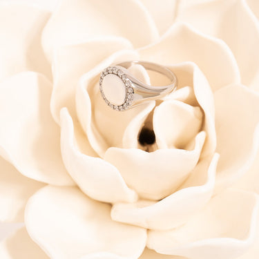 Silver / Signet Ring With Stones / KSS0021 / Engravable 