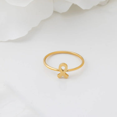 Wholesale jewelry 18K Gold PVD Cancer Ribbon Stacking Ring- gold studio 